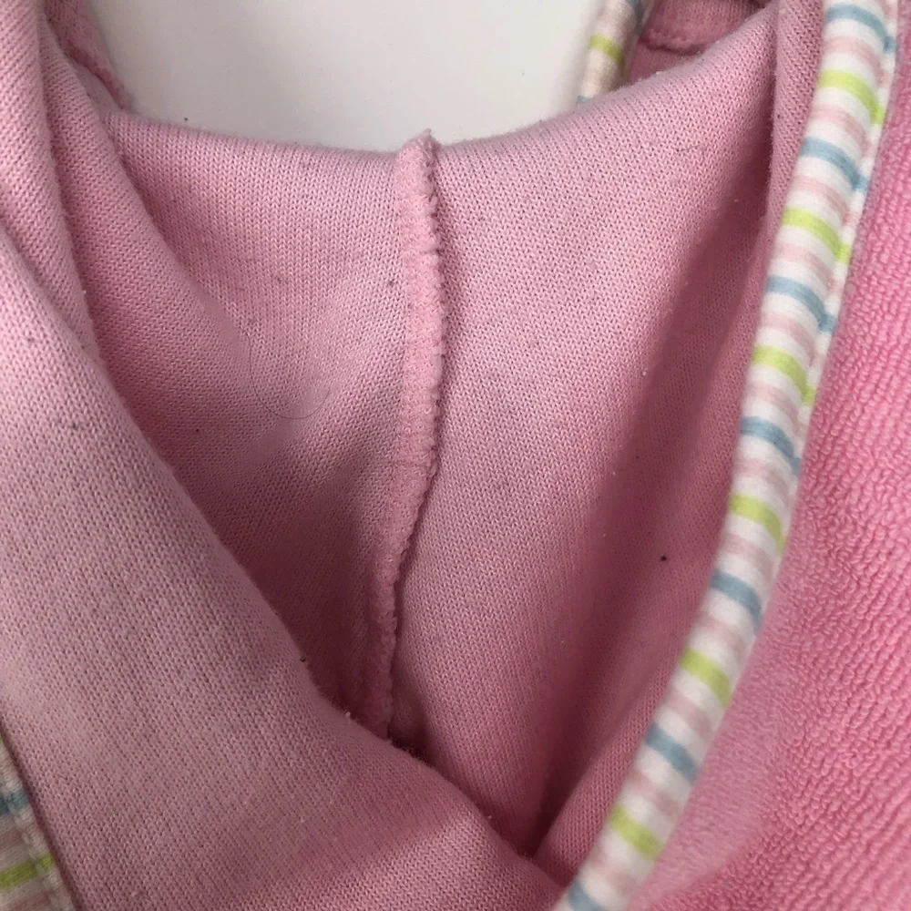 Vintage 12-18 month bath robe pink baby girl belted terry cloth 0084 hood